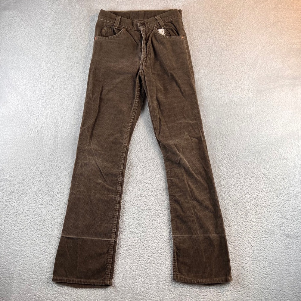 VTG 70s Levis 716-1529 Corduroy Pants Student 26x30 Brown Made in USA White Tab